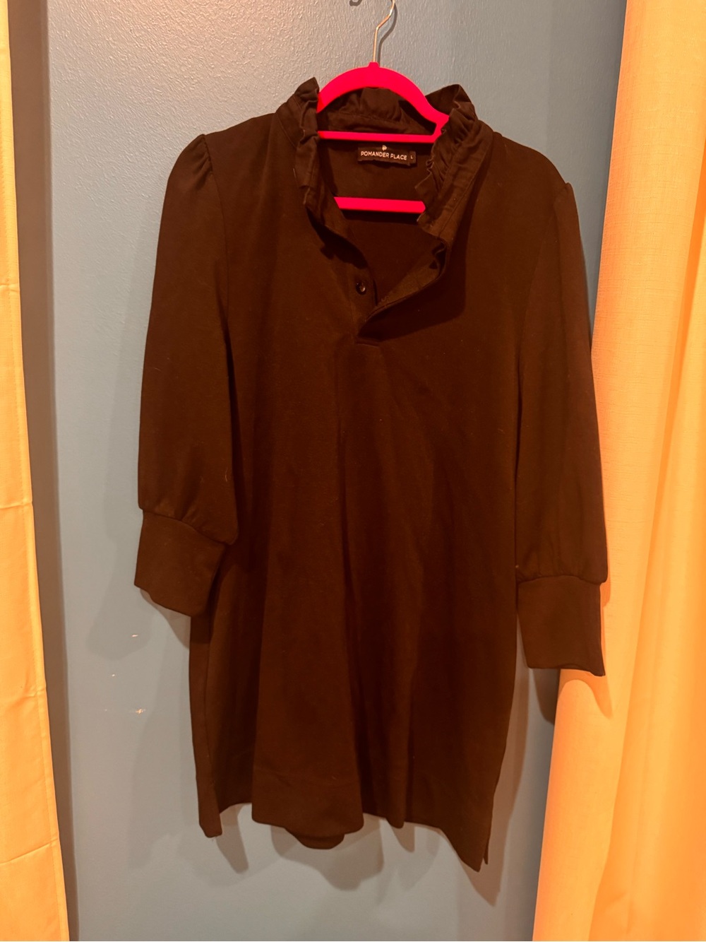 Tuckernuck/Pommander Place Black Ruffle-Trim Mini Dress